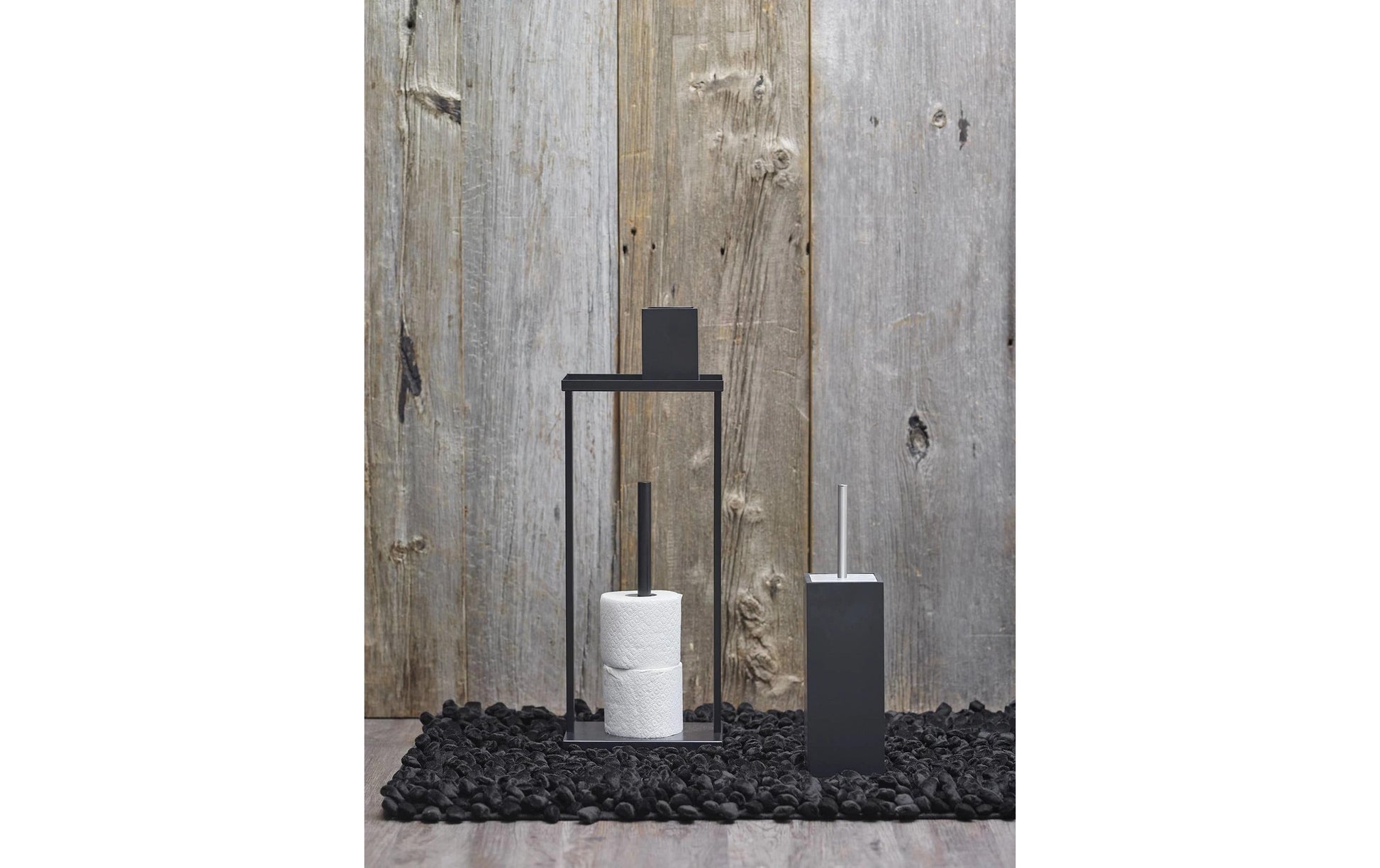 Aquanova Moon – WC-Bürstenhalter – Polyresin, Schwarz, 10 × 10 × 38,5 cm