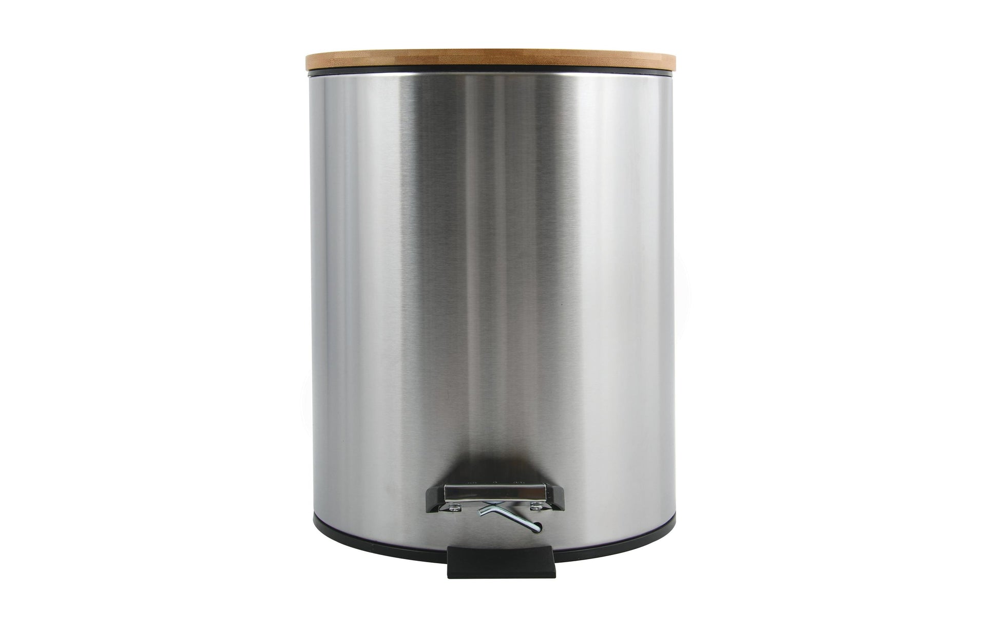 Spirella Tisch-Abfallbehälter – 3 l – mit Deckel – Edelstahl, Bambus – Ø 170 × H 225 mm