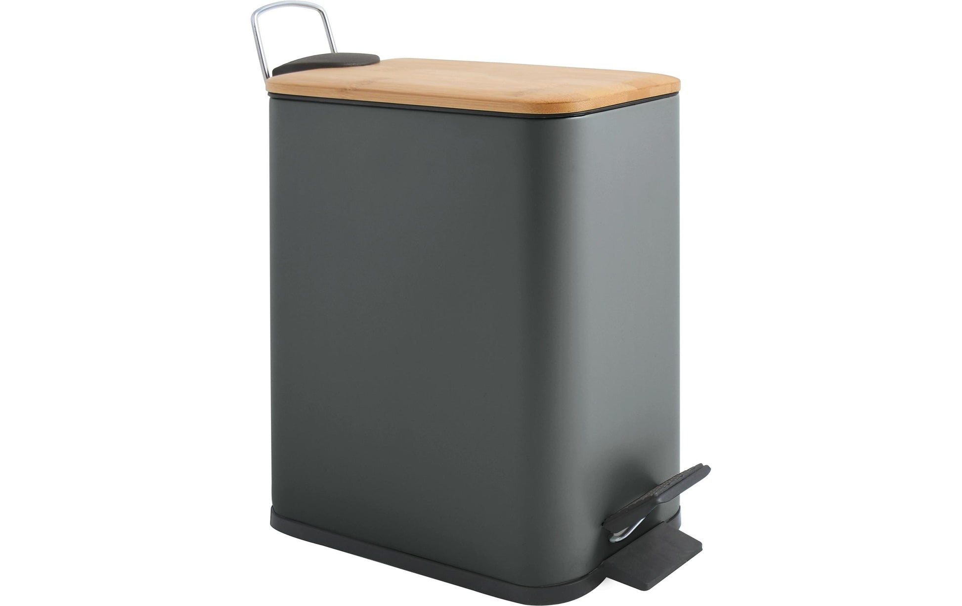 Spirella Tisch-Abfallbehälter – 5 l, mit Deckel, Stahl, grau – B × H × T 140 × 290 × 280 mm