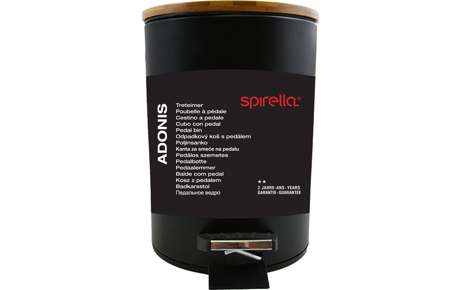 Spirella Treteimer Adonis – 5 l – Stahl, rund – schwarz