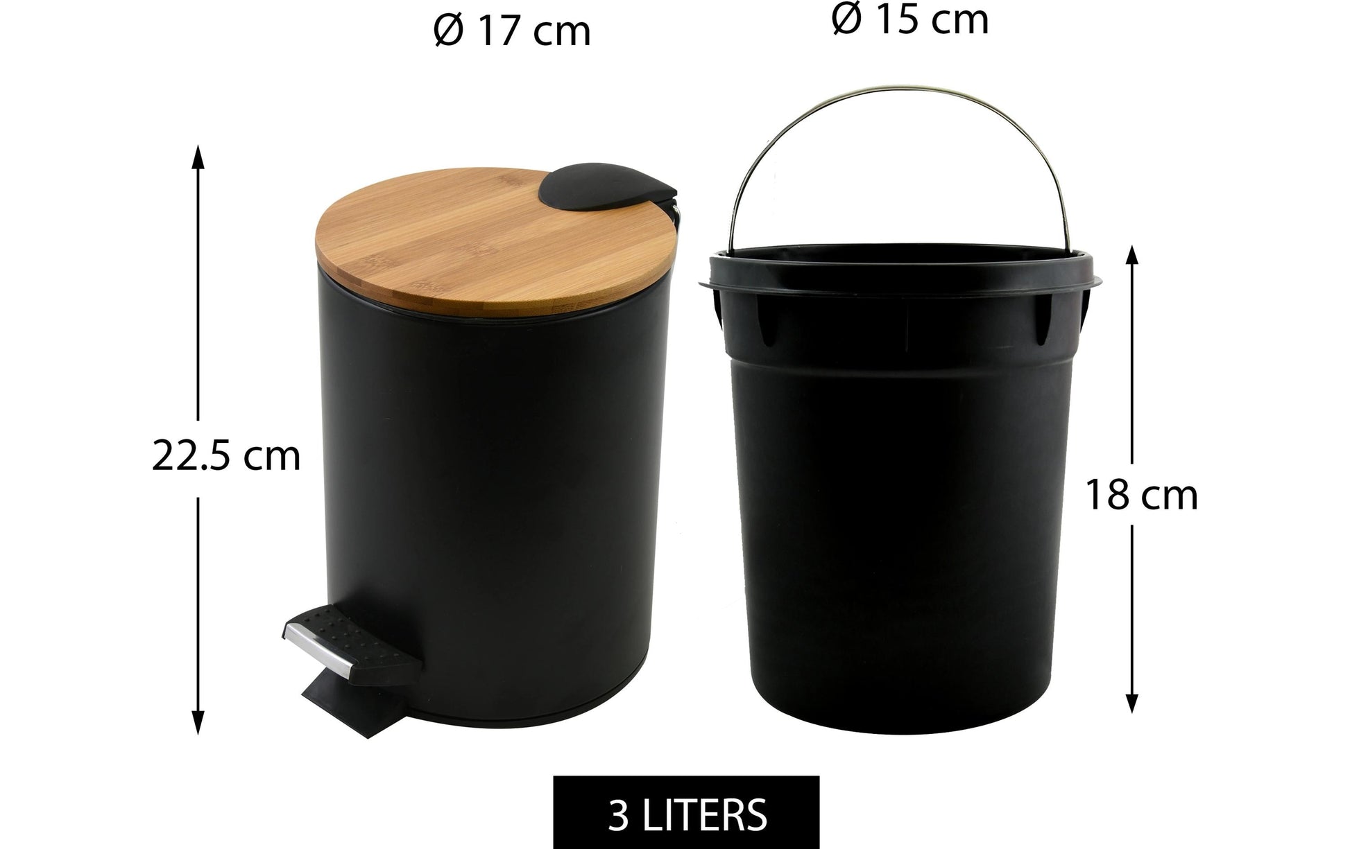 Spirella Treteimer Adonis – 5 l – Stahl, rund – schwarz