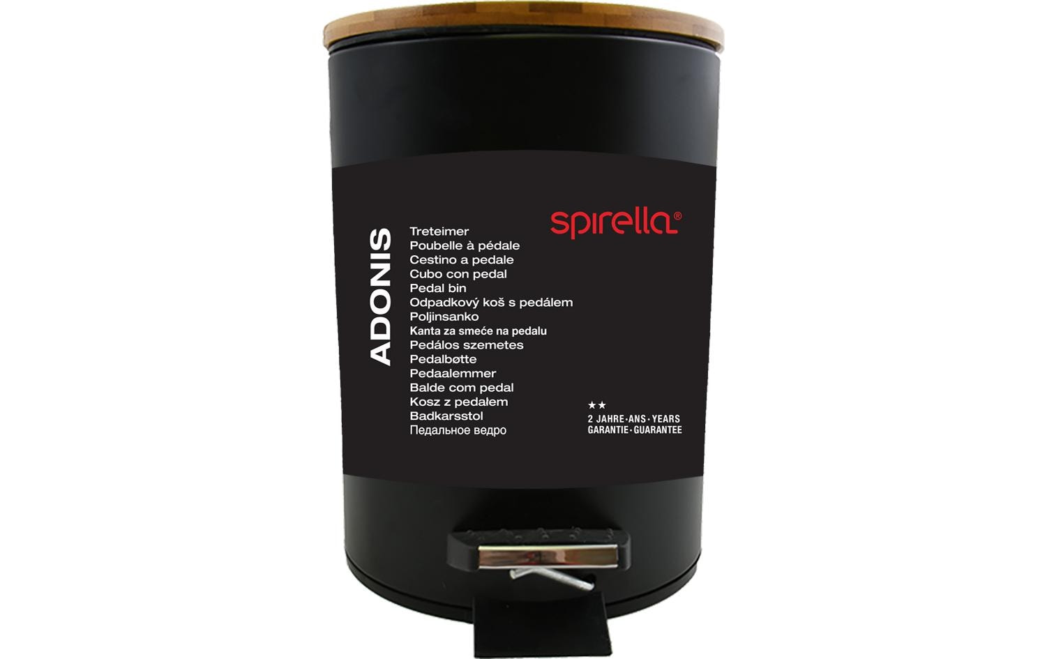 Spirella Treteimer Adonis – 3 l – Stahl, rund – schwarz