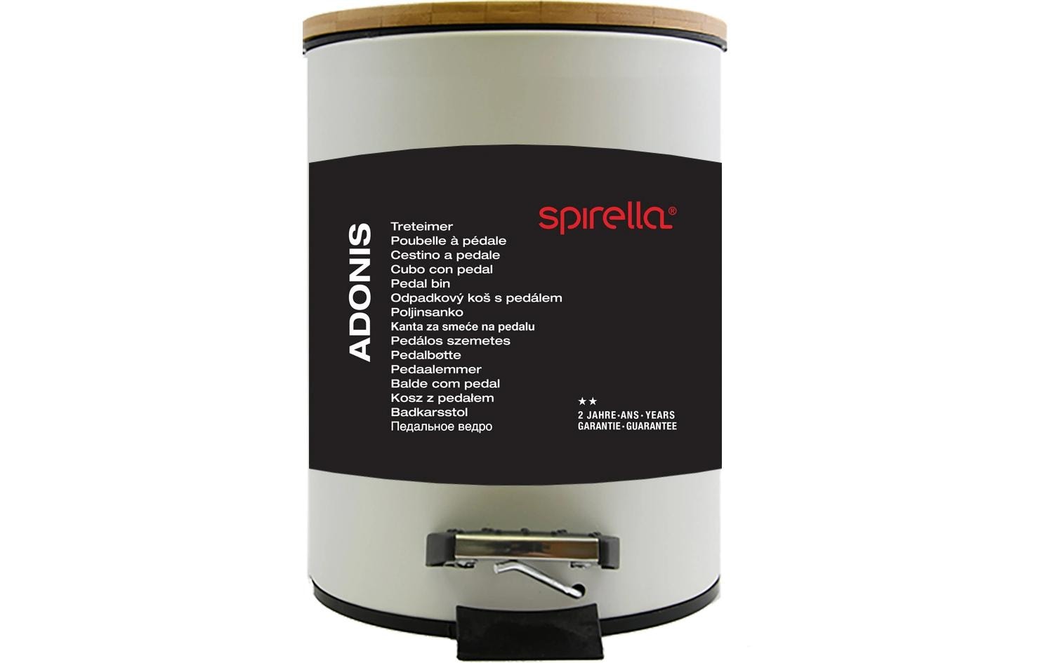 Spirella Papierkorb – 3 l, mit Deckel – Stahl, weiss – Ø 170 × H 225 mm