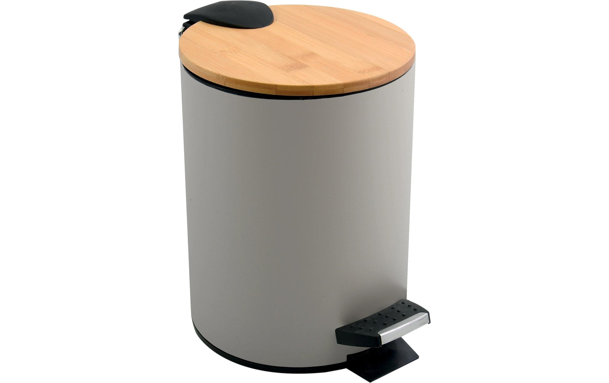 Spirella Treteimer Adonis – 3 l – Stahl/Bambus, rund – Taupe