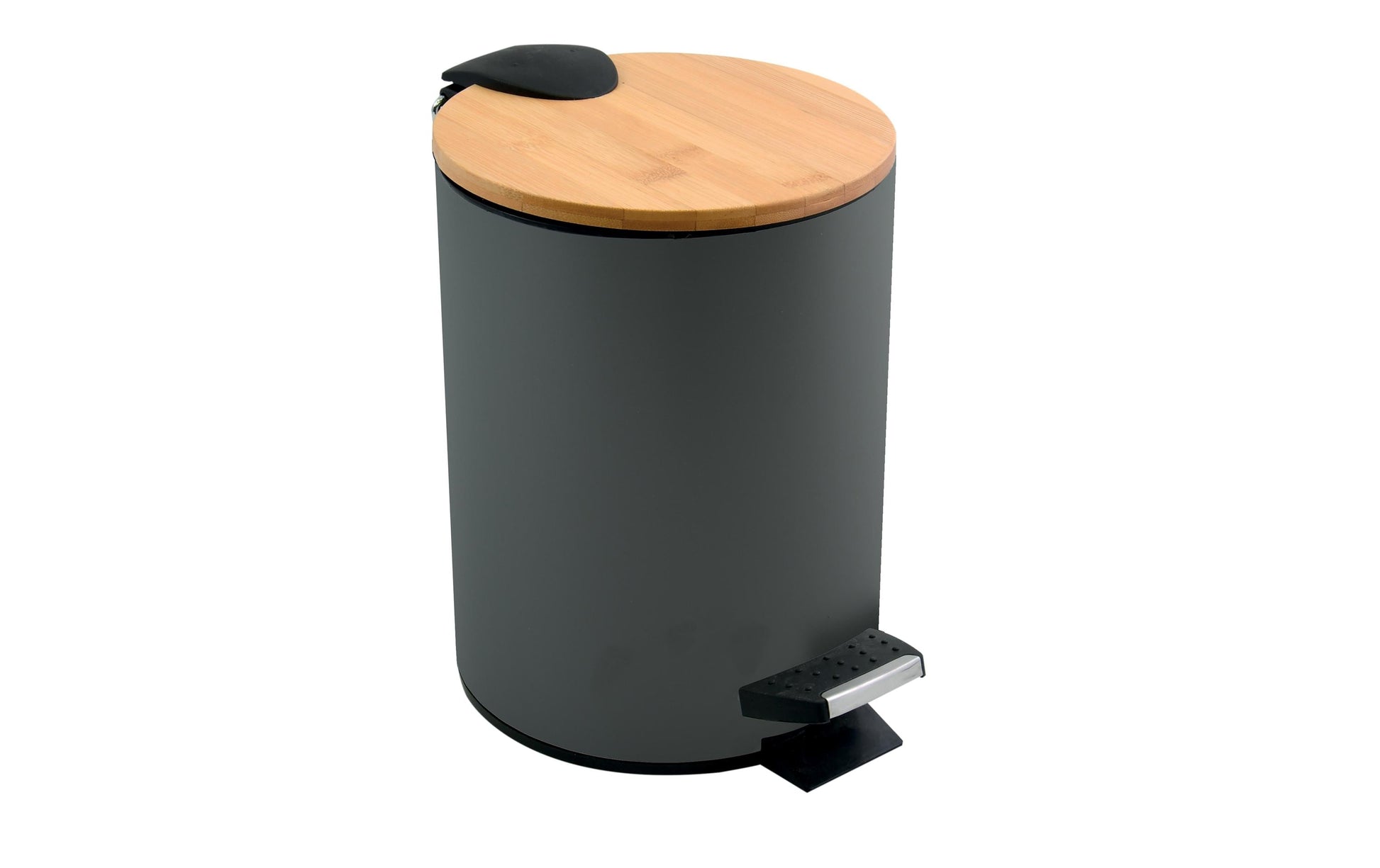 Spirella Papierkorb Adonis – 5 l – mit Deckel – Stahl, Bambus, dunkelgrau – B × H × T 205 × 255 × 205 mm