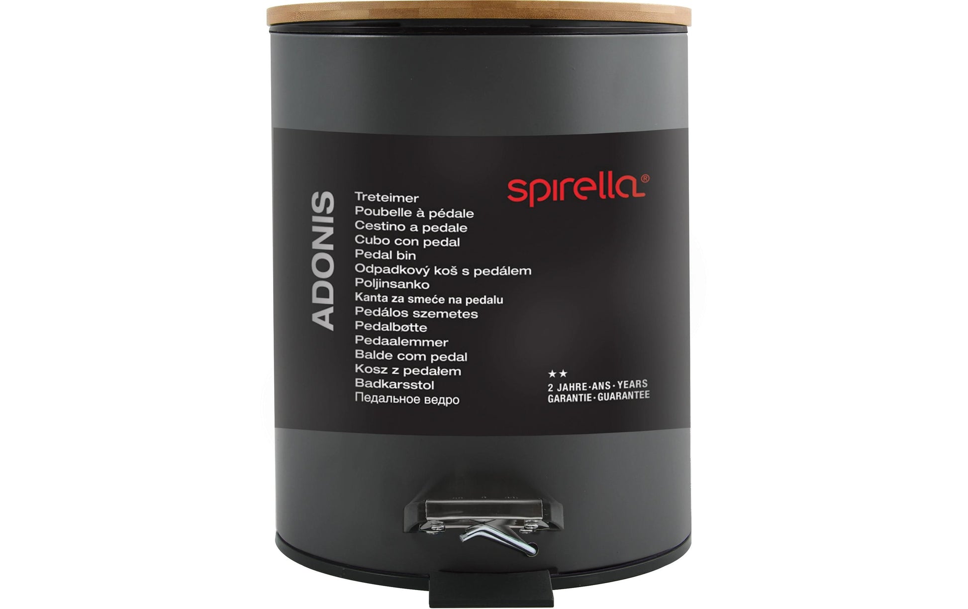 Spirella Tisch-Abfallbehälter Adonis – 3 l – Stahl, Dunkelgrau – Ø 170 × H 225 mm