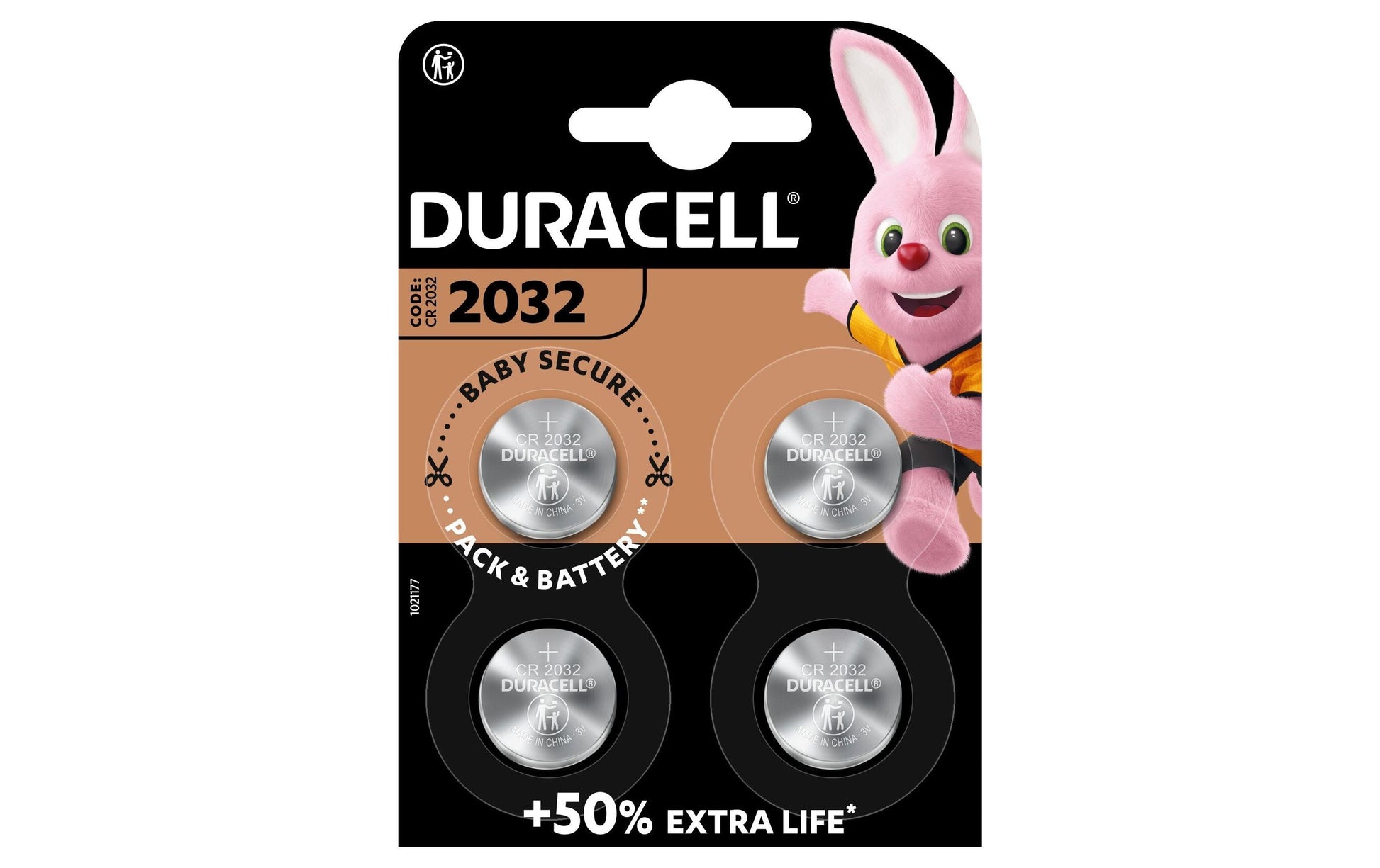 Duracell Knopfzellen CR2032, Lithium, 3 V – 4 Stk.