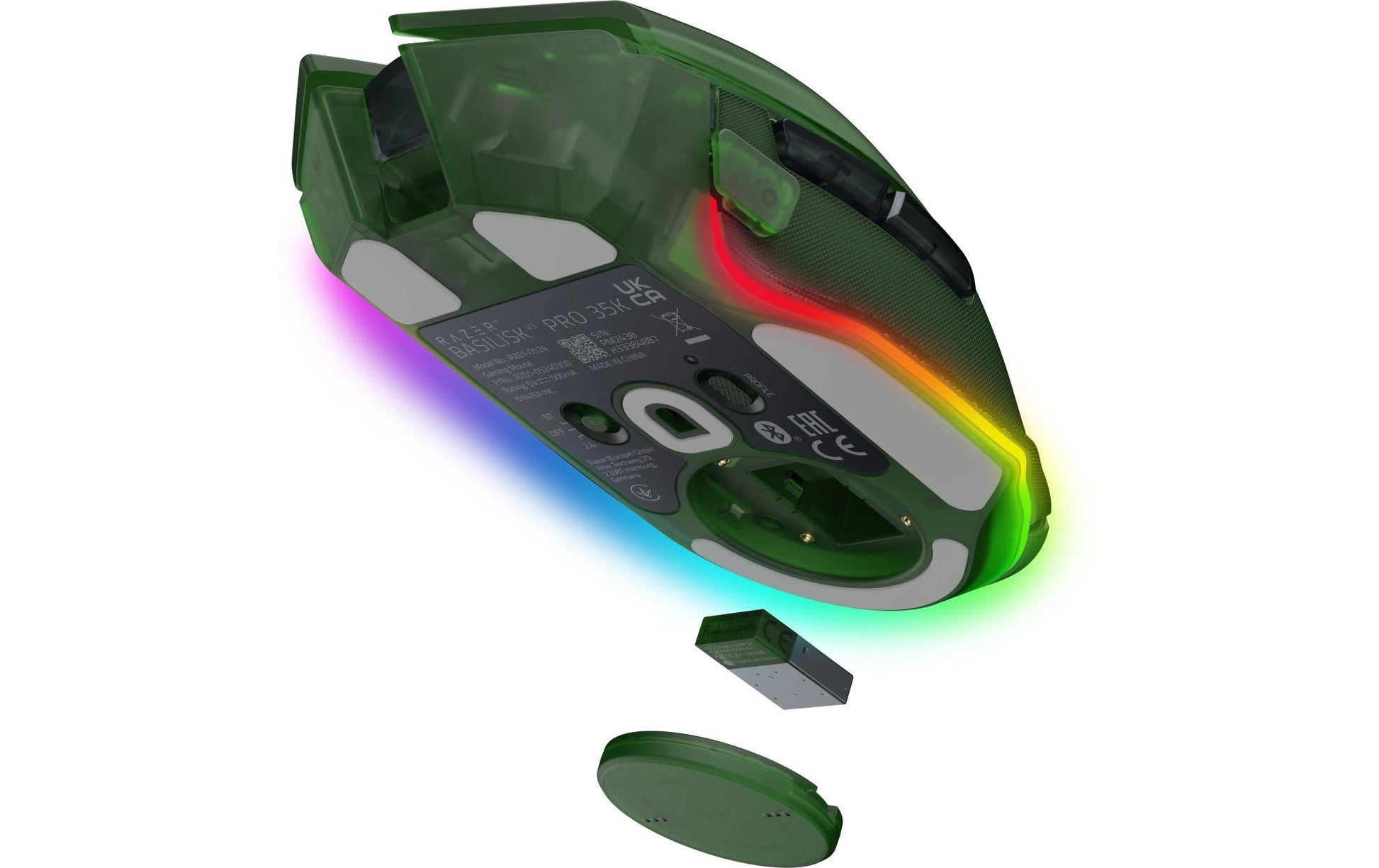 Razer Basilisk V3 Phantom Green Edition Gaming-Maus – kabellos, RGB-Beleuchtung, Ein-/Ausschalter, grün