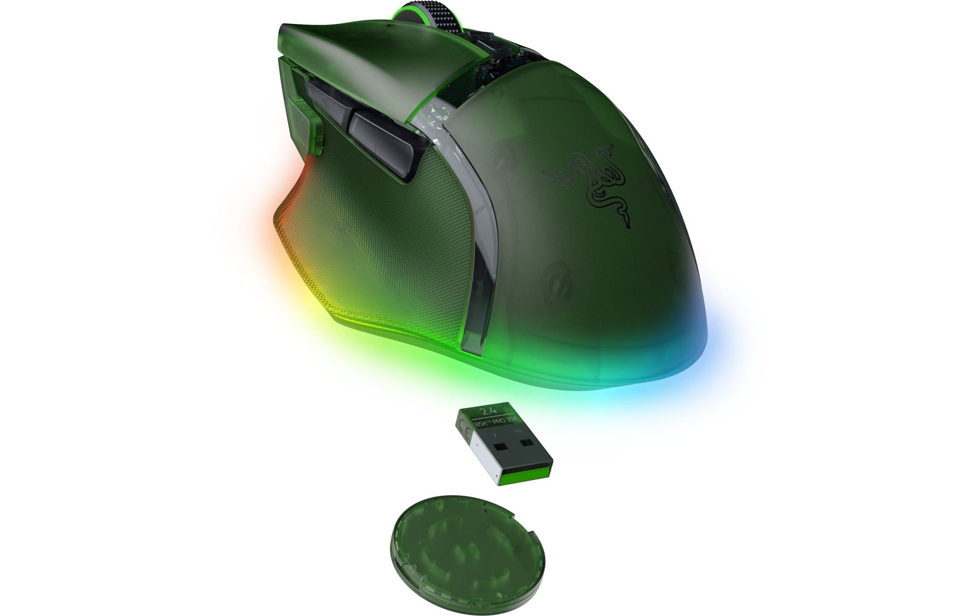 Razer Basilisk V3 Phantom Green Edition Gaming-Maus – kabellos, RGB-Beleuchtung, Ein-/Ausschalter, grün