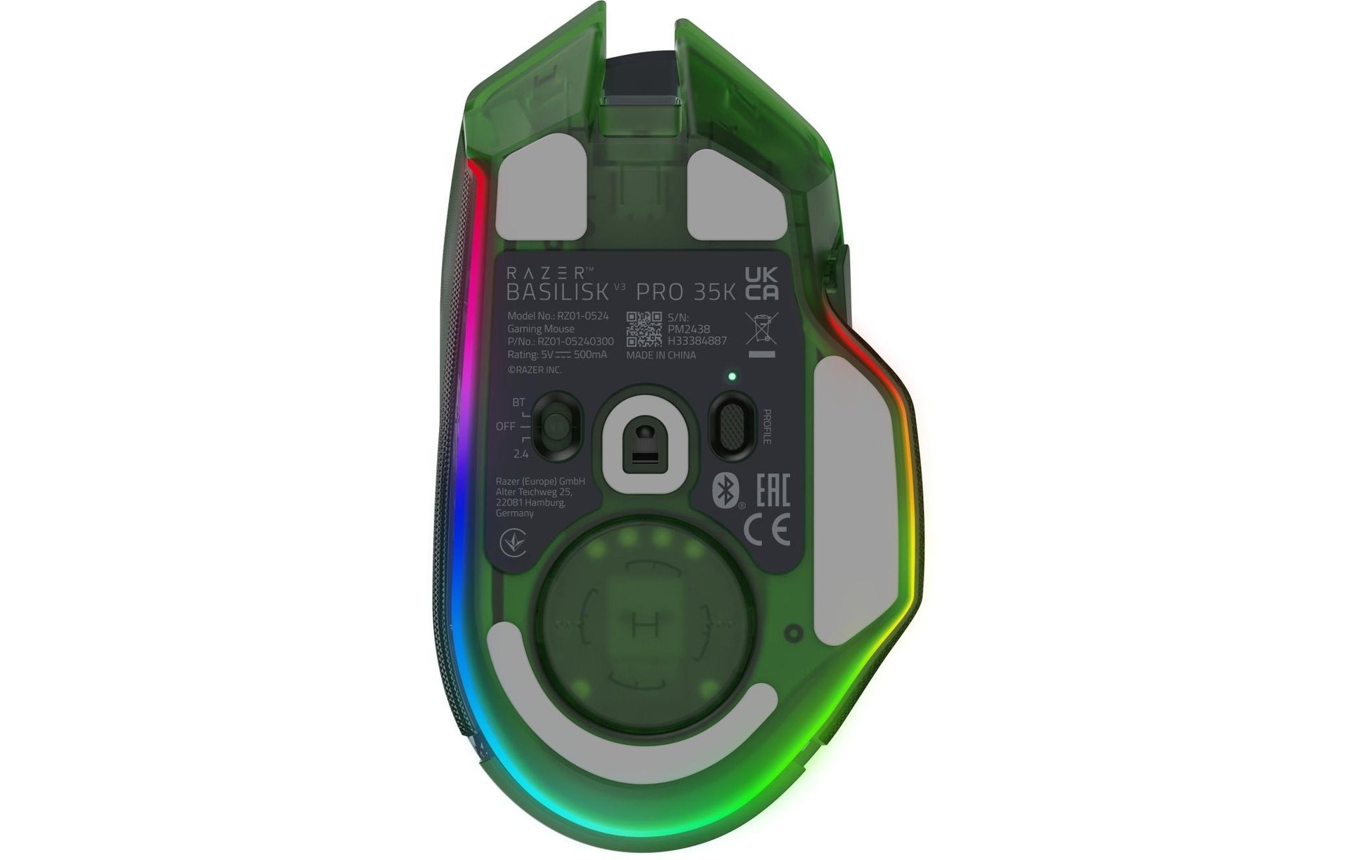 Razer Basilisk V3 Phantom Green Edition Gaming-Maus – kabellos, RGB-Beleuchtung, Ein-/Ausschalter, grün
