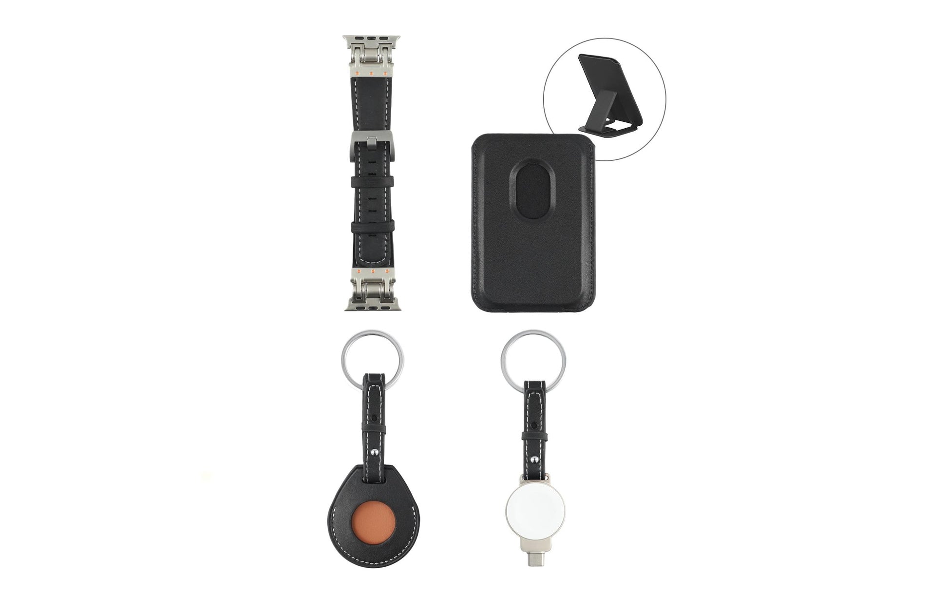 4smarts Style Zubehör-Set – Kunstleder, Schwarz, für Apple Watch