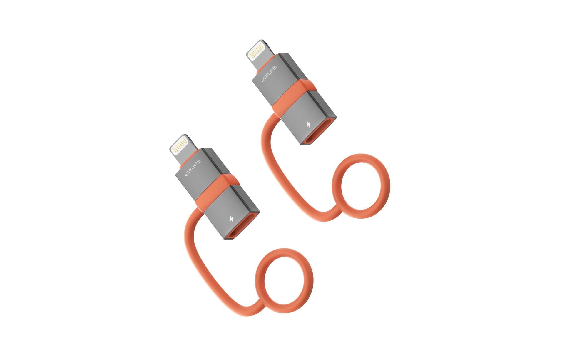 4smarts 541522 Adapter Lightning zu USB-C – 0,48 Gbit/s, Thunderbolt 3 kompatibel, 2er Set, Grau, Orange