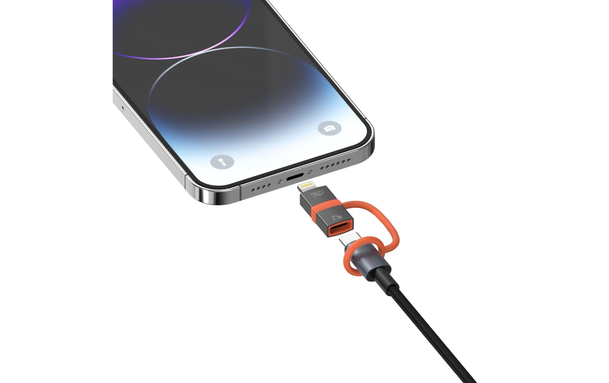 4smarts 541522 Adapter Lightning zu USB-C – 0,48 Gbit/s, Thunderbolt 3 kompatibel, 2er Set, Grau, Orange