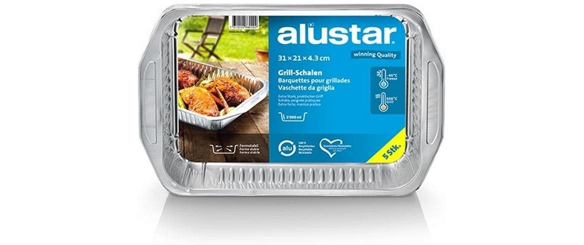 Alustar Schale/Schüssel, Aluminium, rechteckig – 31 × 21 cm – Silber – 5 Stk.