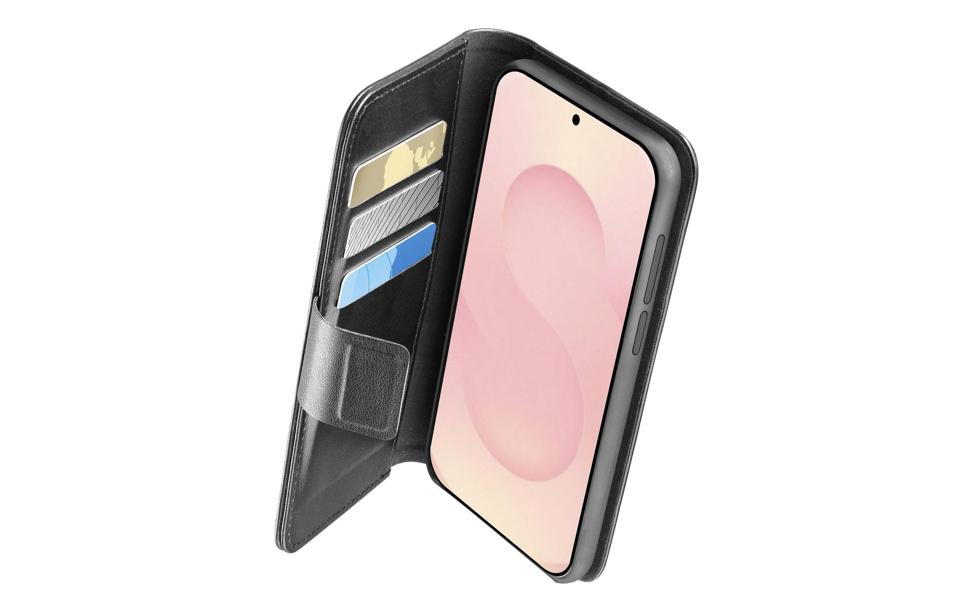 Cellularline Booklet-Hülle – für Samsung Galaxy S25 Edge – schwarz – Kunstleder – mit Kartenfach