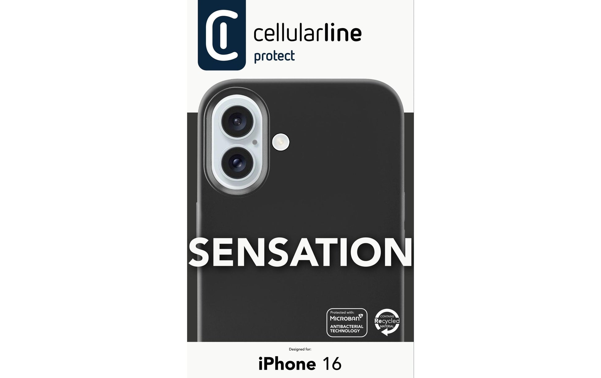 Cellularline Sensation Backcover – für Apple iPhone 16, MagSafe, Silikon, Schwarz