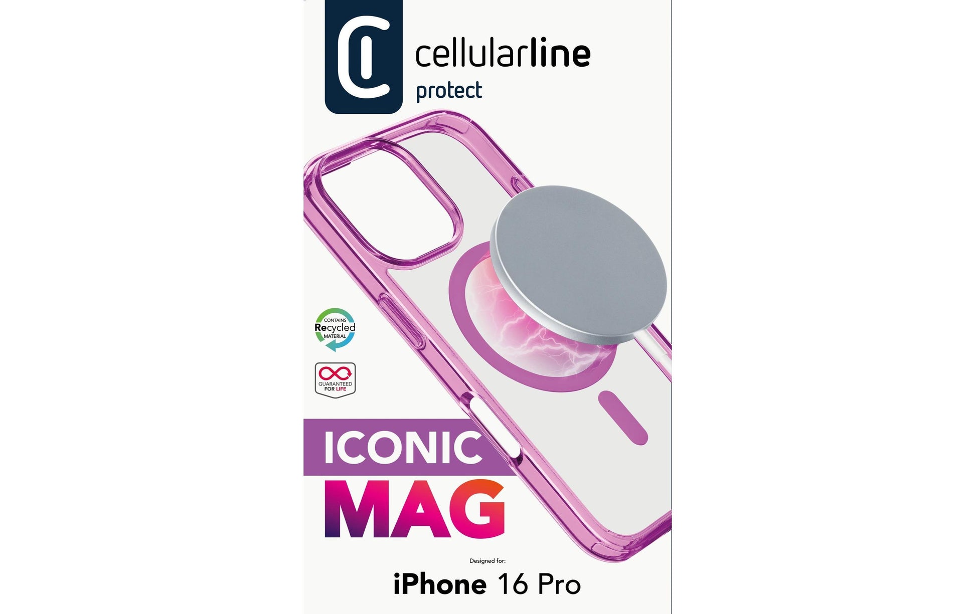 Cellularline Backcover Iconic – für Apple iPhone 16 Pro – rosa – MagSafe-kompatibel