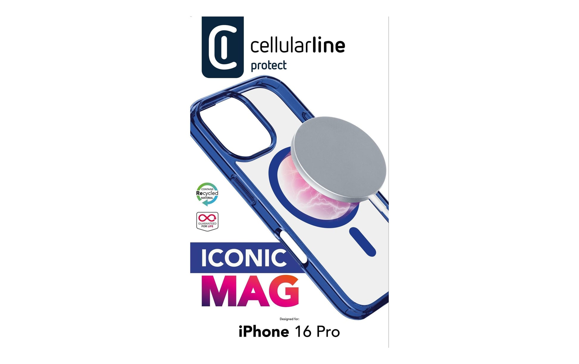 Cellularline Iconic – Backcover – für Apple iPhone 16 Pro, MagSafe, Kunststoff, Blau