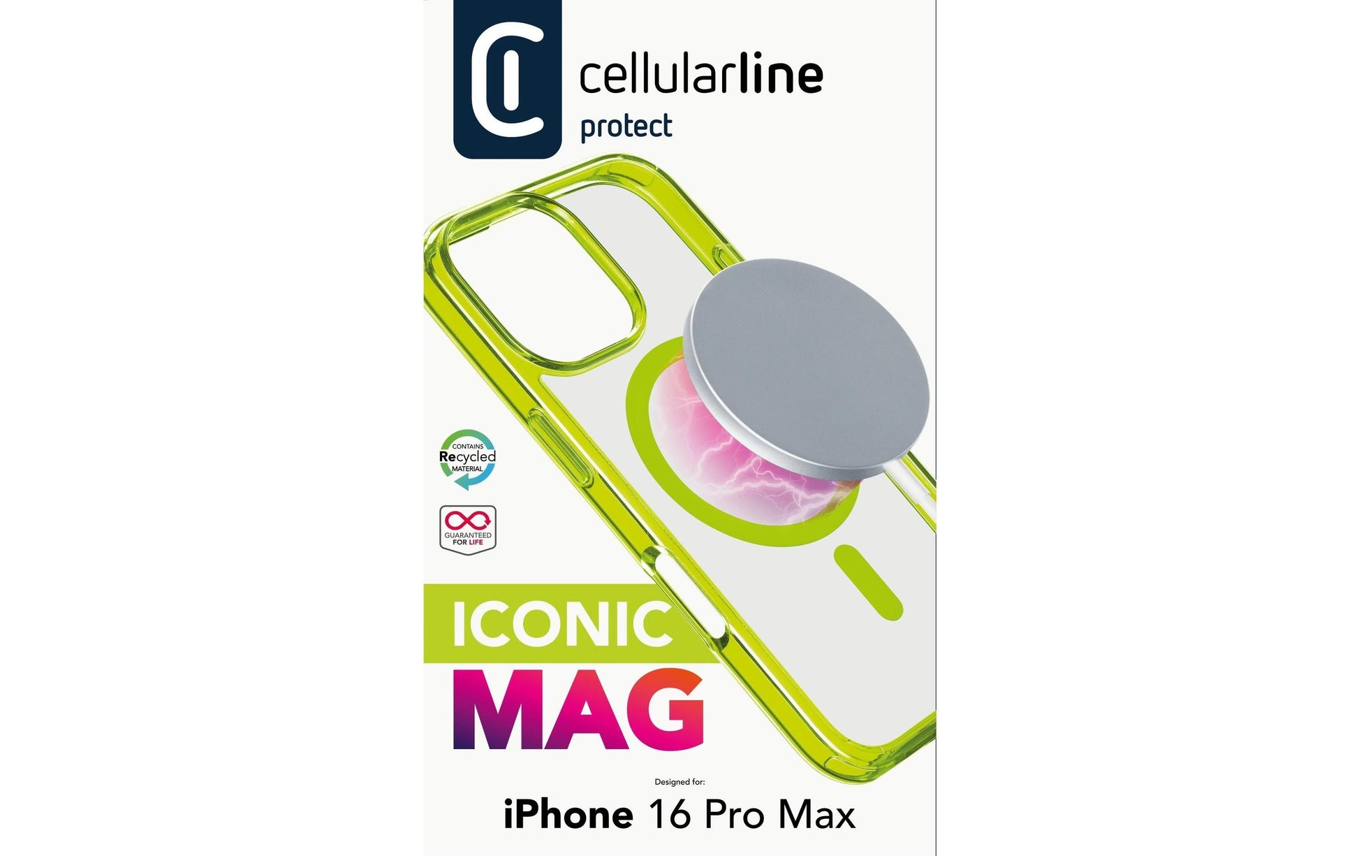 Cellularline Backcover Iconic – für Apple iPhone 16 Pro Max – grün – MagSafe-kompatibel