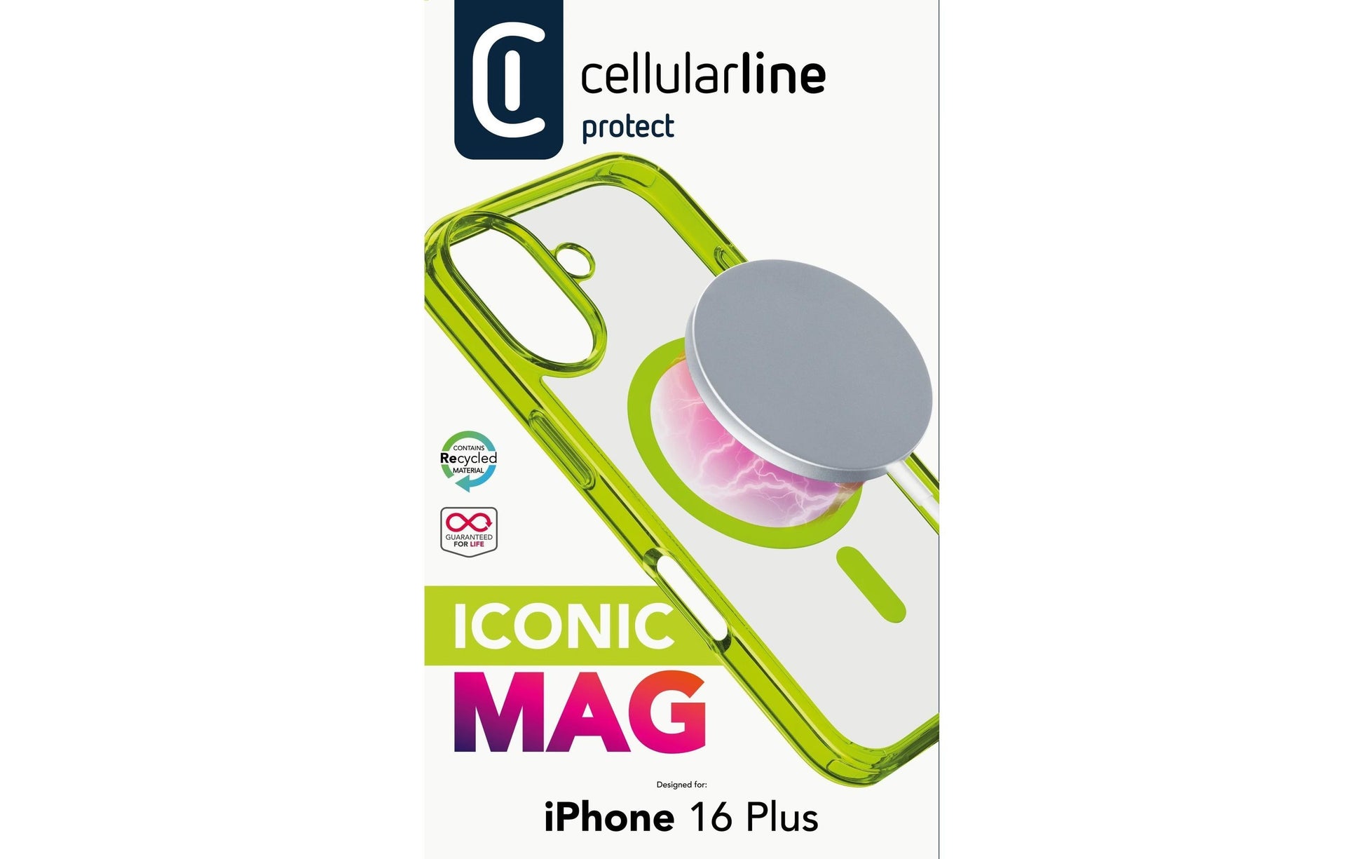 Cellularline Backcover Iconic – für Apple iPhone 16 Plus – grün – MagSafe kompatibel