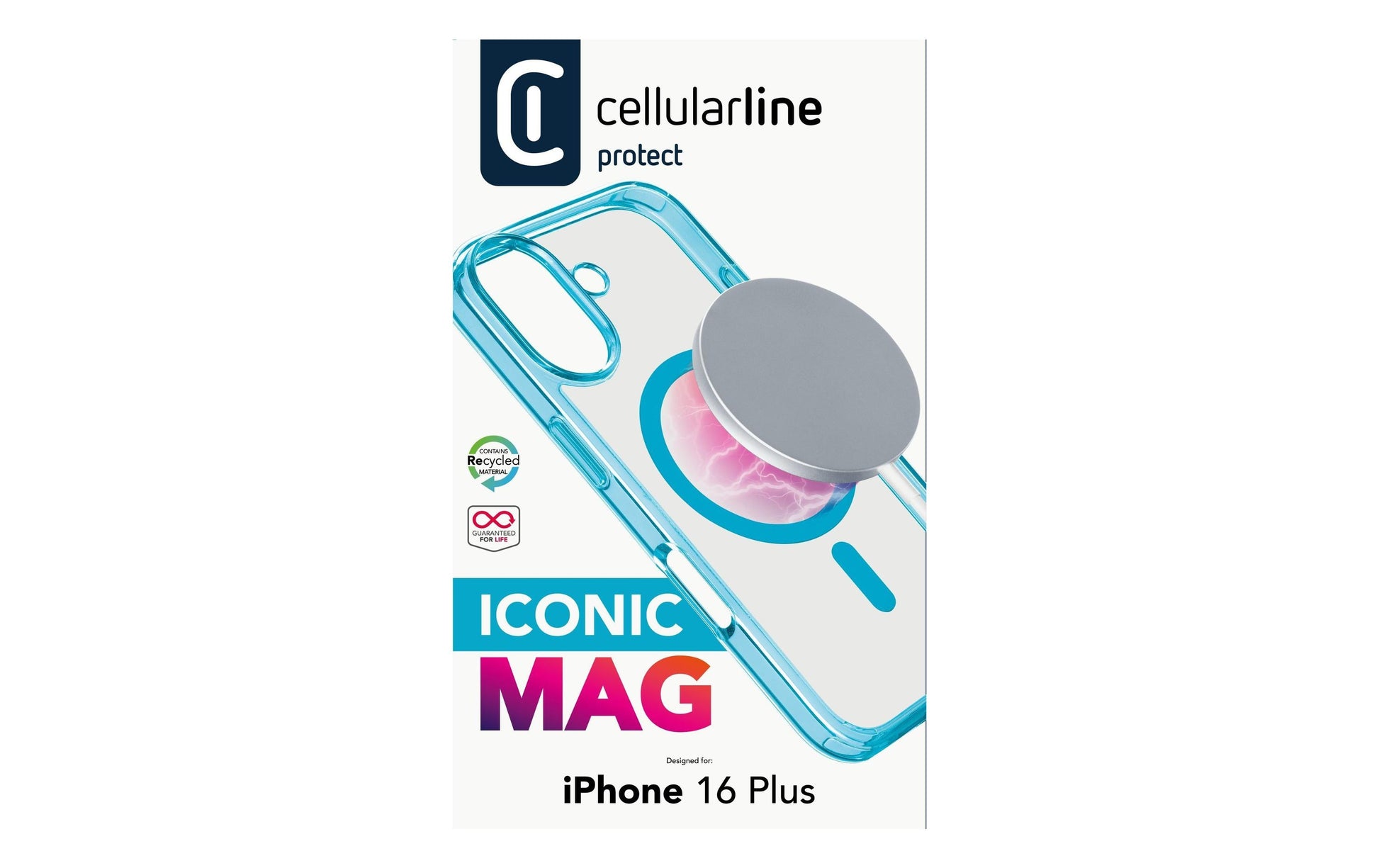 Cellularline Backcover – für Apple iPhone 16 Plus – hellblau – MagSafe-kompatibel
