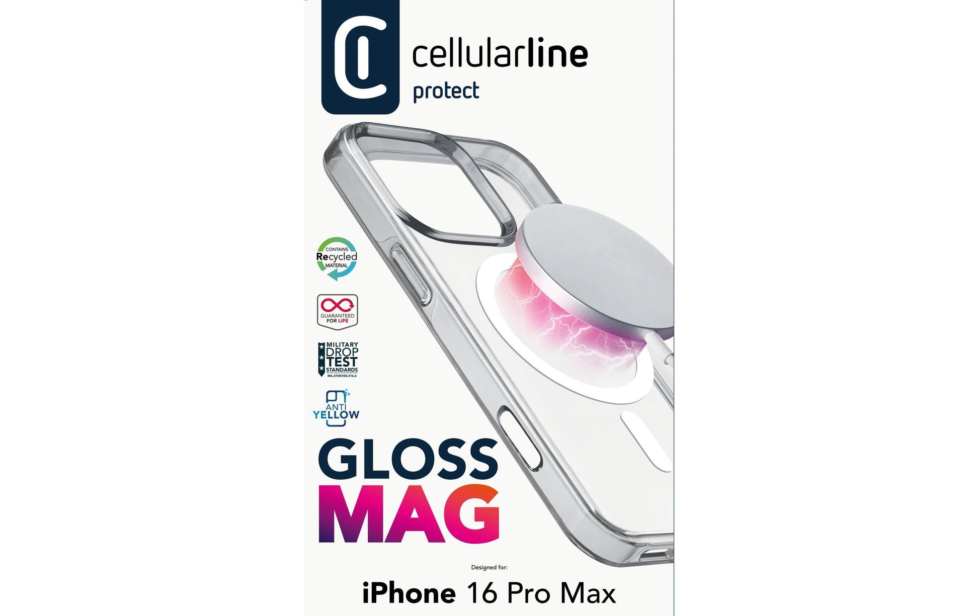 Cellularline Backcover – für Apple iPhone 16 Pro Max – transparent – MagSafe kompatibel