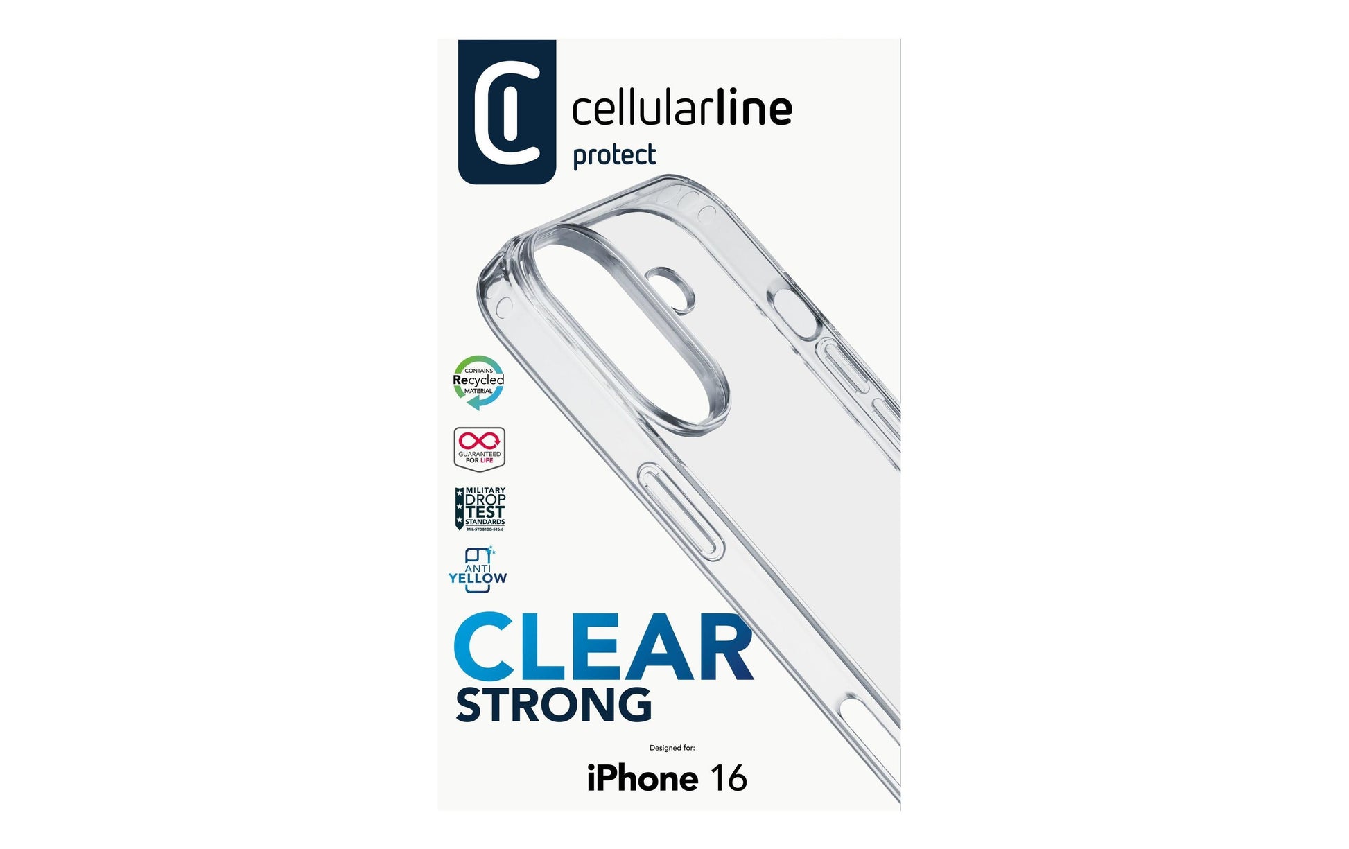 Cellularline Backcover – für Apple iPhone 16 – transparent