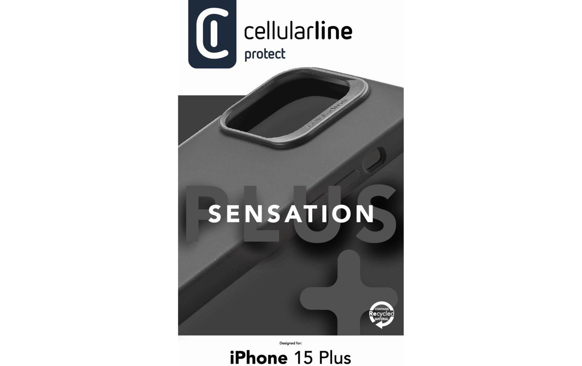Cellularline Sensation+ Backcover – für Apple iPhone 15 Plus, Silikon, Schwarz