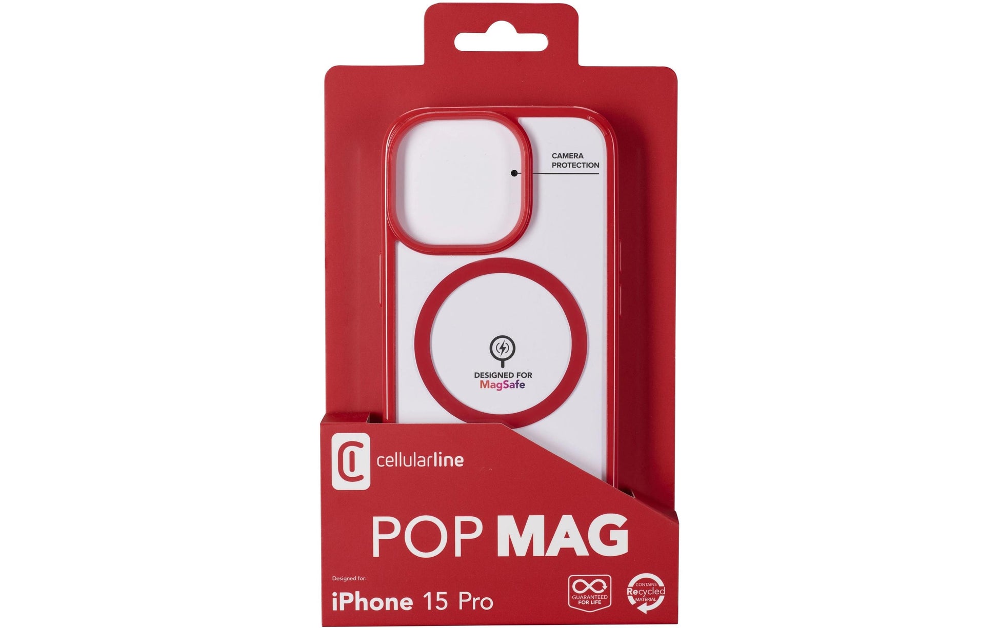 Cellularline Backcover – für Apple iPhone 15 Pro – MagSafe, Kunststoff, Rot
