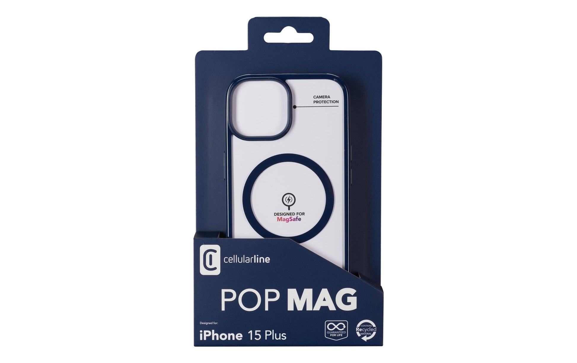 Cellularline Pop Mag Backcover – für Apple iPhone 15 Plus, MagSafe, Kunststoff, Blau