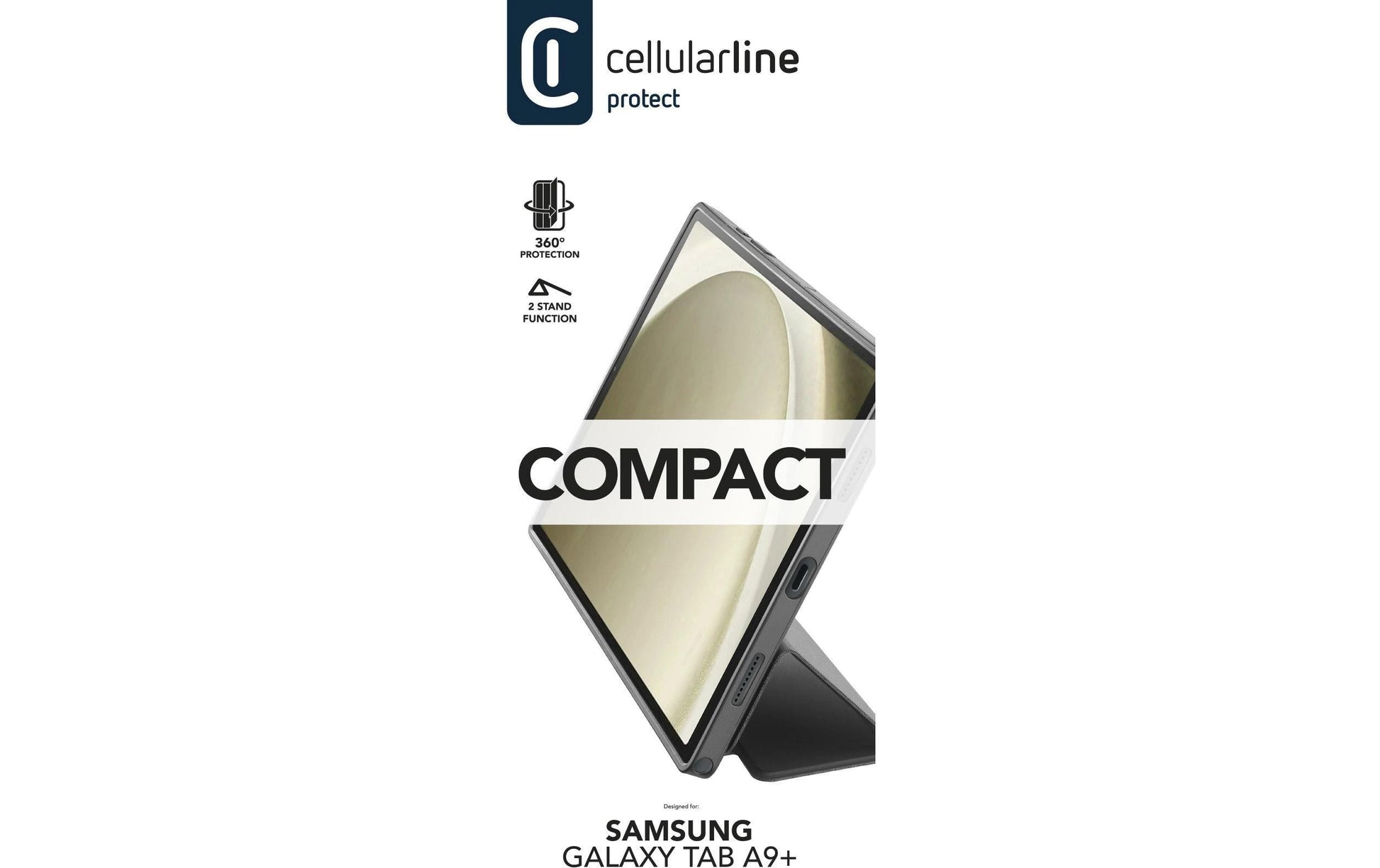 Cellularline Tablet- & Notebook-Tasche – für Galaxy Tab A9+ (11"), Stoßschutz, Kunststoff, Schwarz