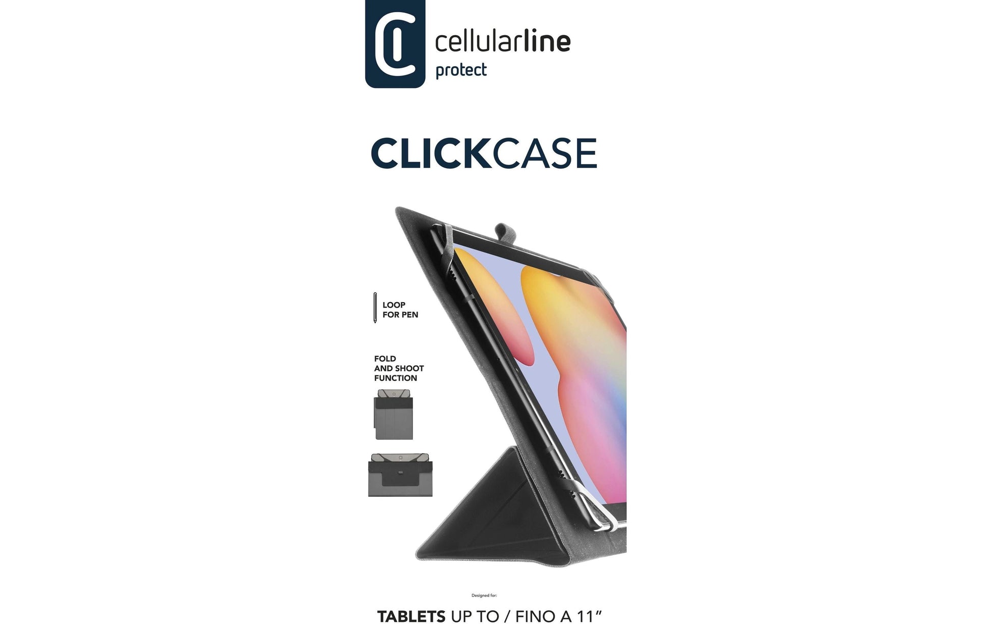 Cellularline Click Case Tab Notebook-Schutzhülle – für Tablets bis 10,5", Kunstleder, Schwarz