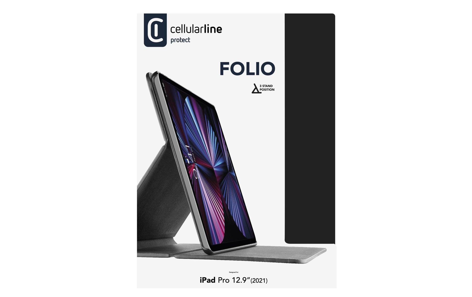 Cellularline Notebook-Schutzhülle – für iPad Pro 12,9" (2021/2022), Stossschutz, Kunstleder, Schwarz
