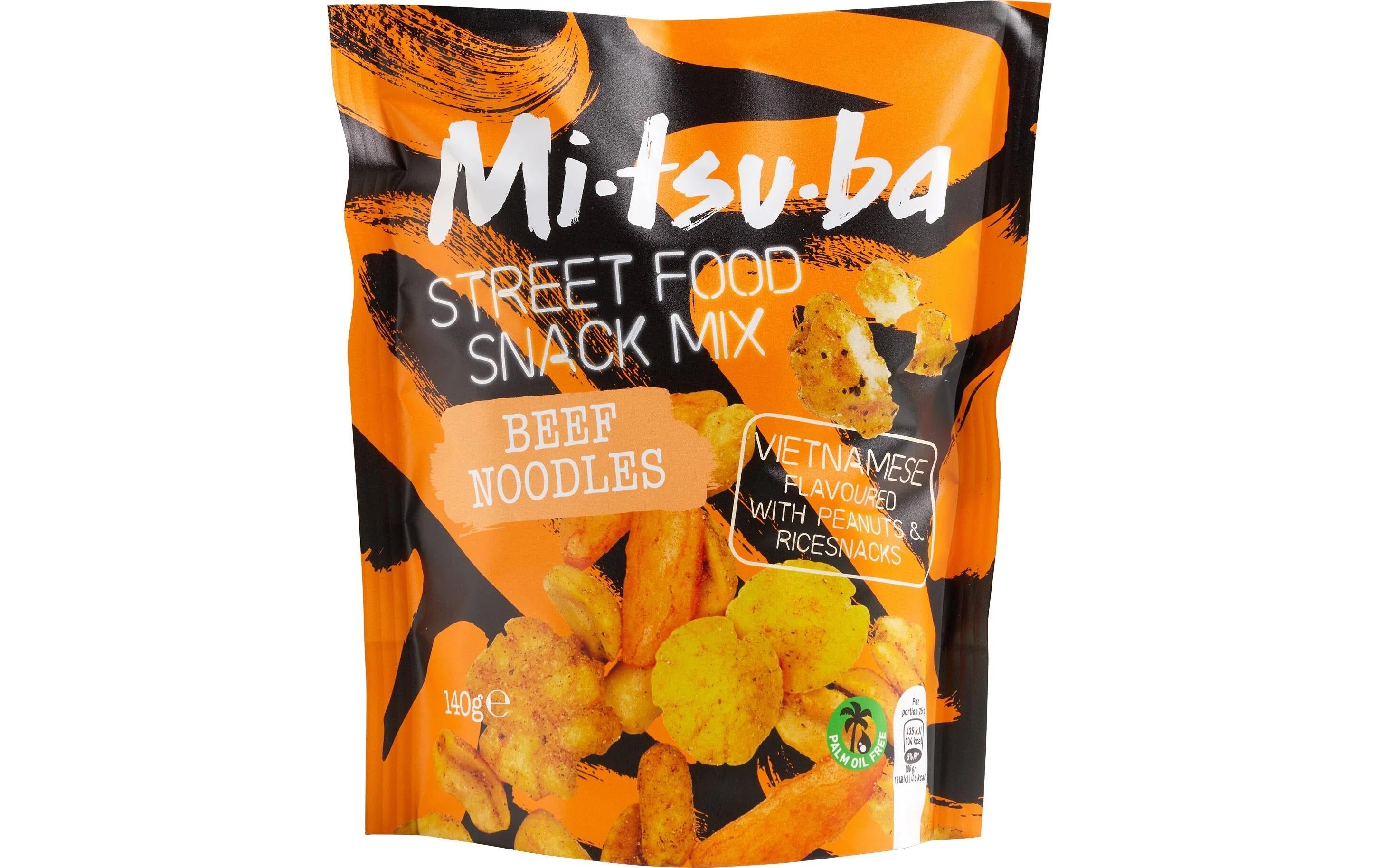 Mitsuba Street Food Mix Salzgebäck – Rindfleisch-Nudeln – 140 g