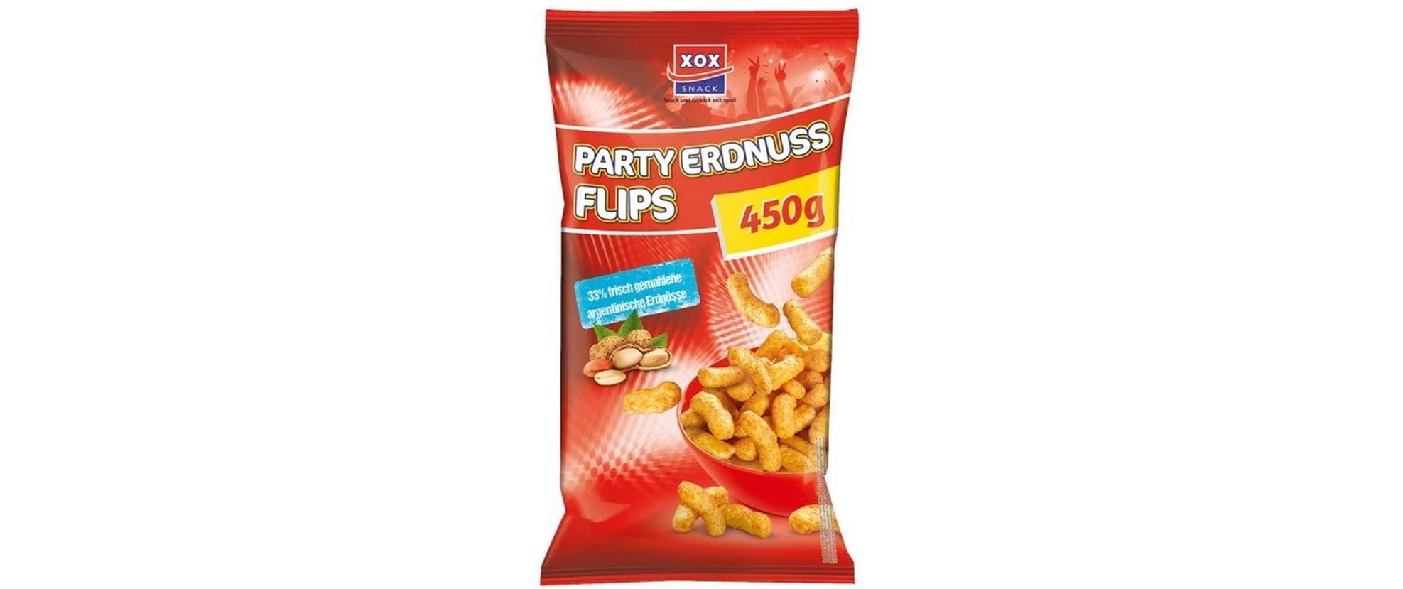 Xox snack Partyflips – Erdnuss – 450 g