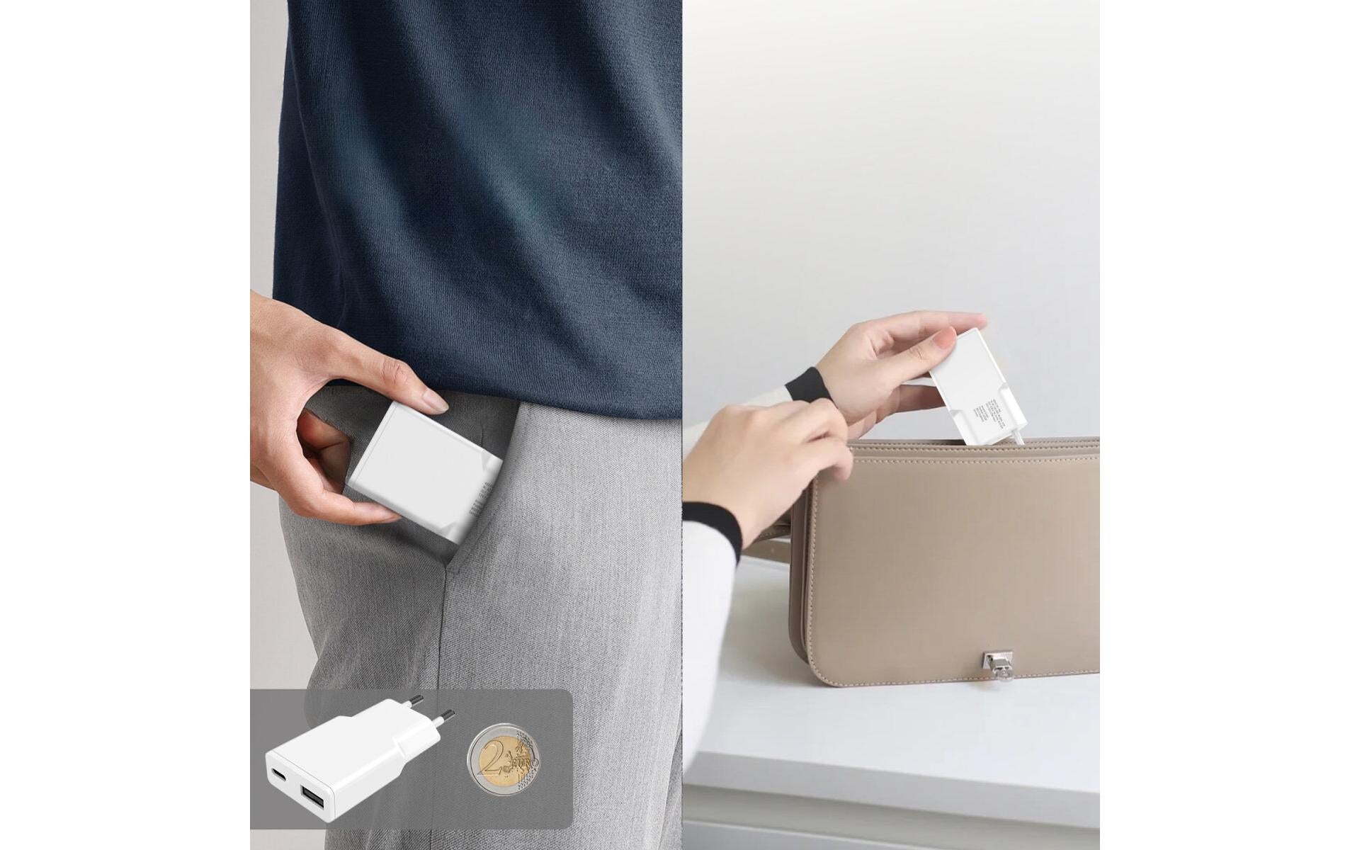 4smarts PDPlug Slim Duos USB-Wandladegerät 20 W – USB-C×1, USB-A×1 – PD, PPS, GaN – für Smartphone & Tablet