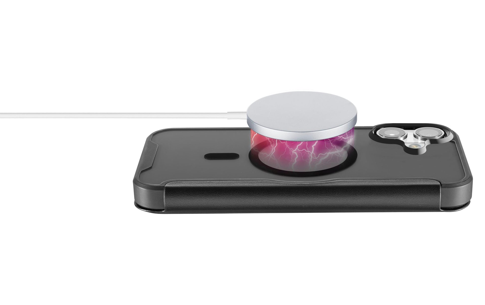Cellularline Daily Mag Wallethülle – für Apple iPhone 16, MagSafe, 2 Kartenfächer, PU, Schwarz