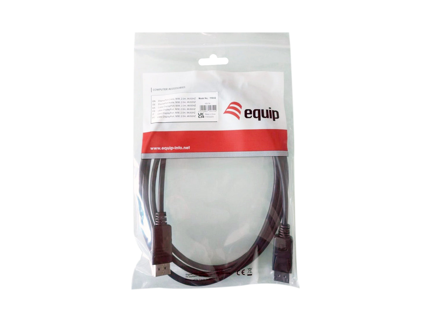 Equip DisplayPort Kabel DP 1.2 4K 60 Hz – 2 m – verriegelbar