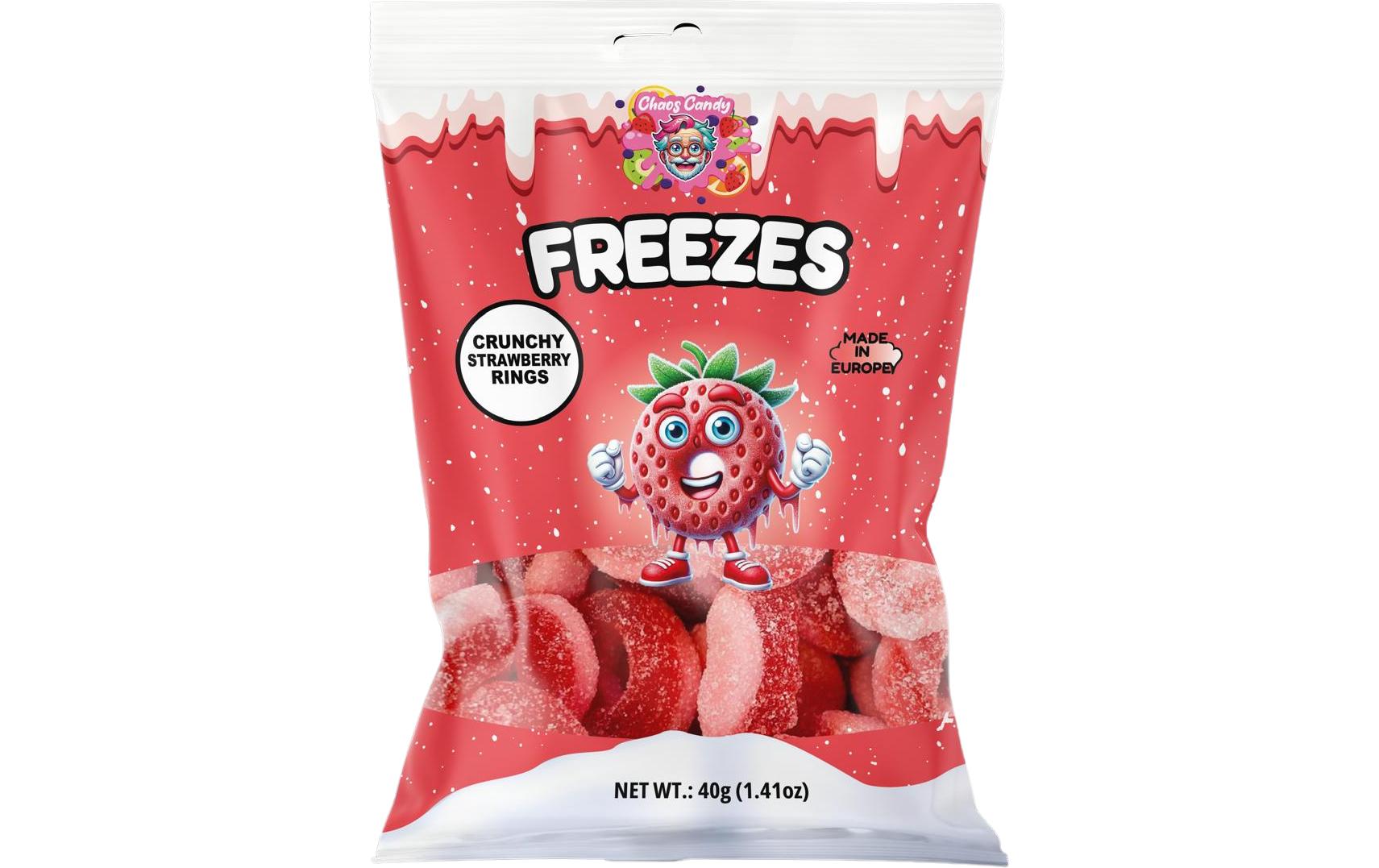 Freezes Strawberry Rings Fruchtgummi – Erdbeere, Sauer – 40 g