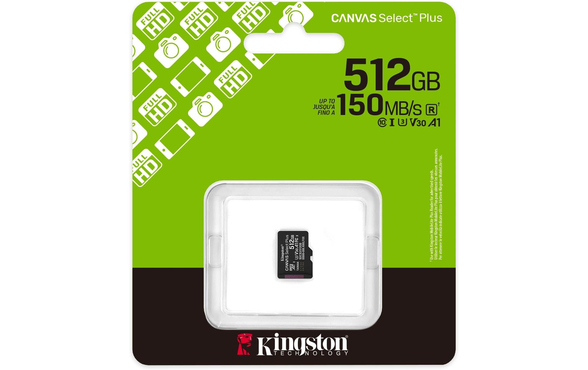 Kingston Technology Kingston Canvas Select+ GEN3 microSD-Karte – 512 GB, A1/150R/ohne SD-Adapter