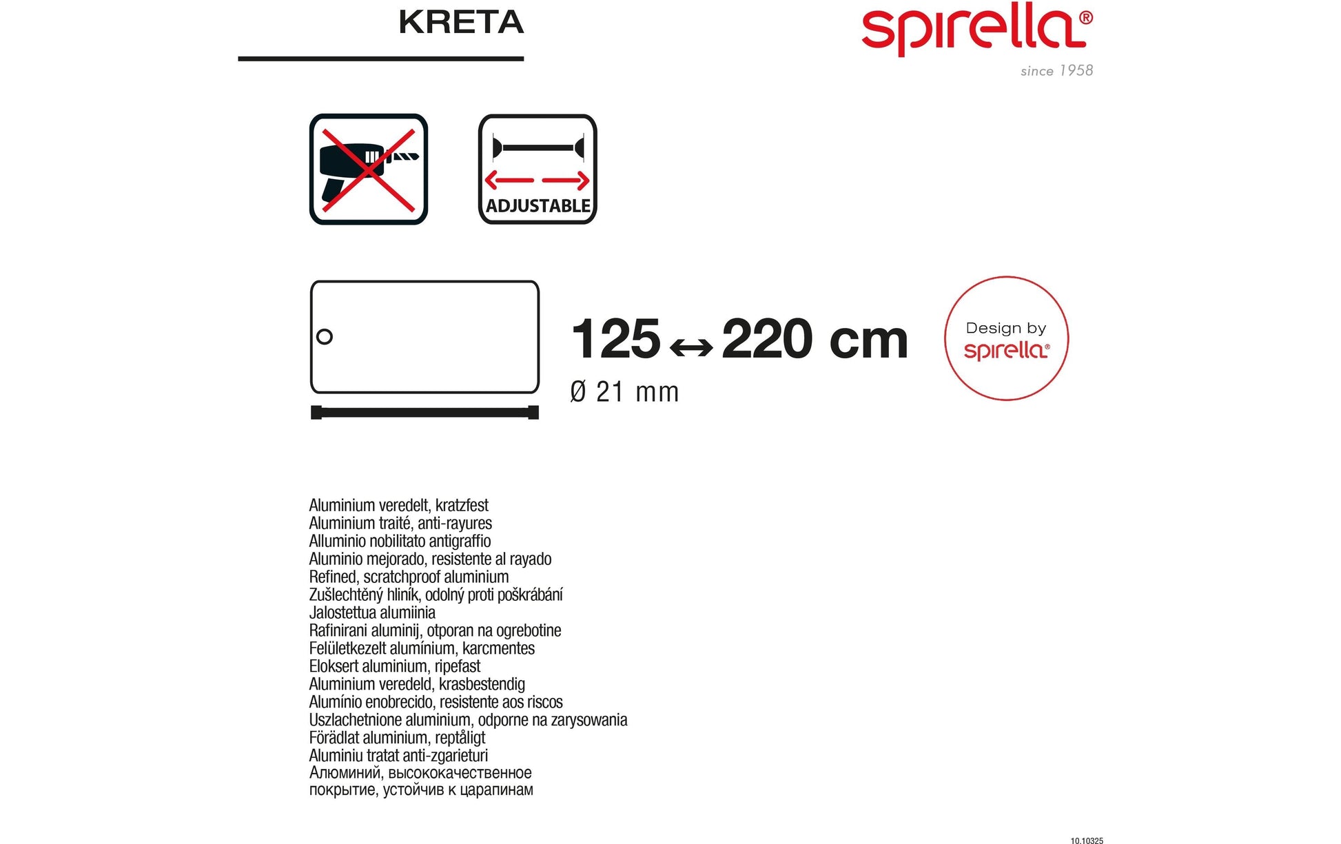 Spirella Badetuchstange Kreta – 125–220 cm, Aluminium, ohne Bohren, Weiss