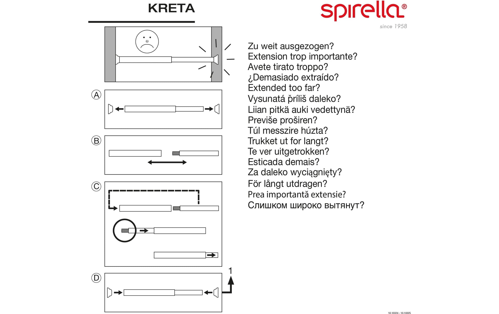 Spirella Handtuchhalter (Wand) Kreta – 75–125 cm, Aluminium, ohne Bohren, Weiss