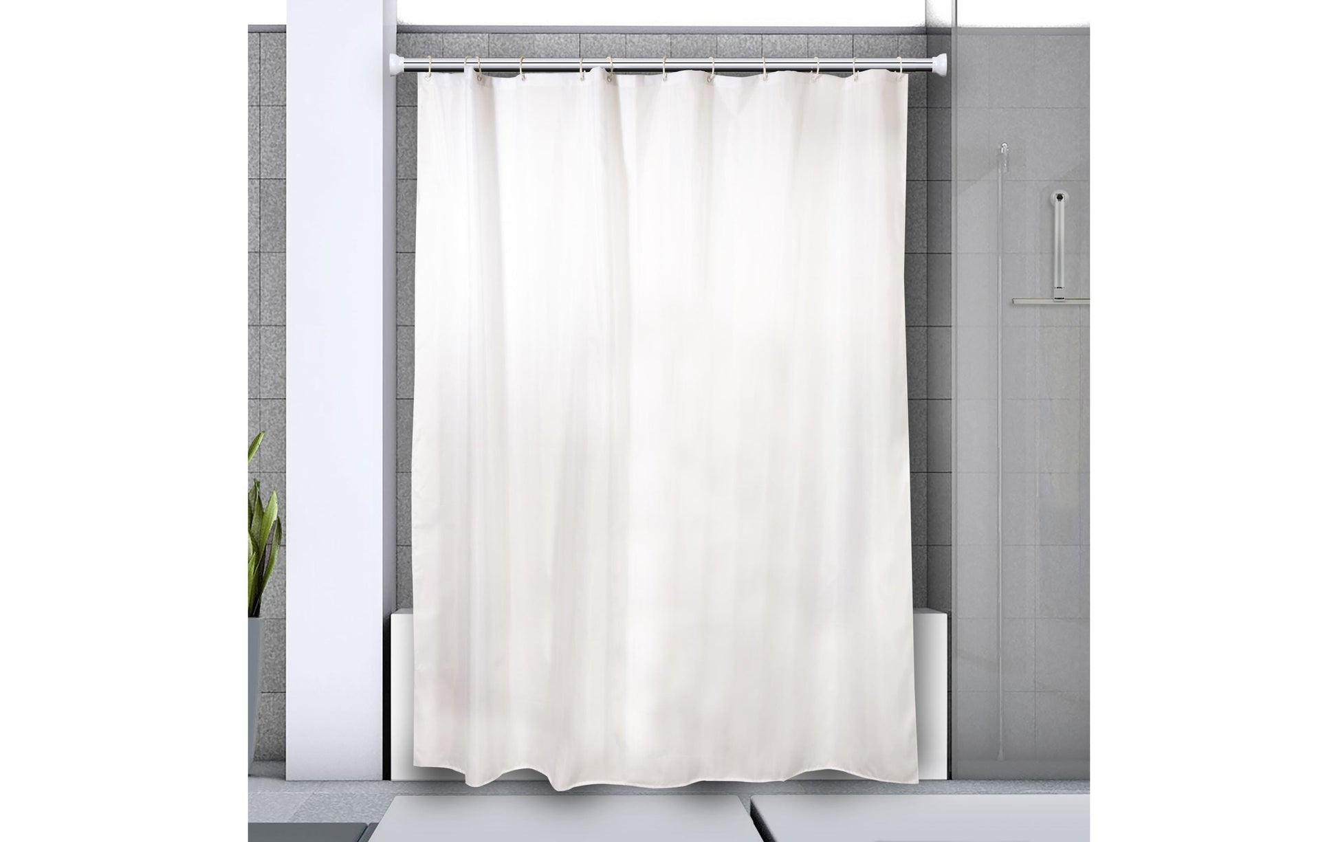 Spirella Duschvorhangstange Kreta – 75-125 cm, Aluminium glänzend, ohne Bohren, Silber