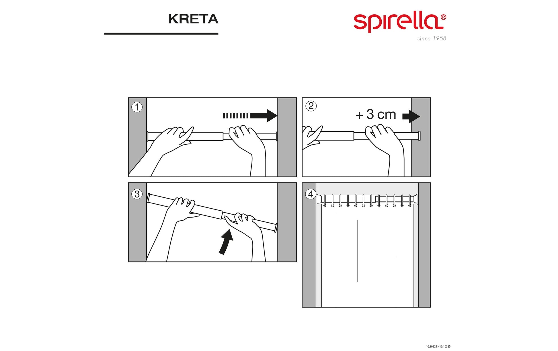 Spirella Handtuchhalter (Wand) Kreta – 75–125 cm, Aluminium, ohne Bohren, Weiss