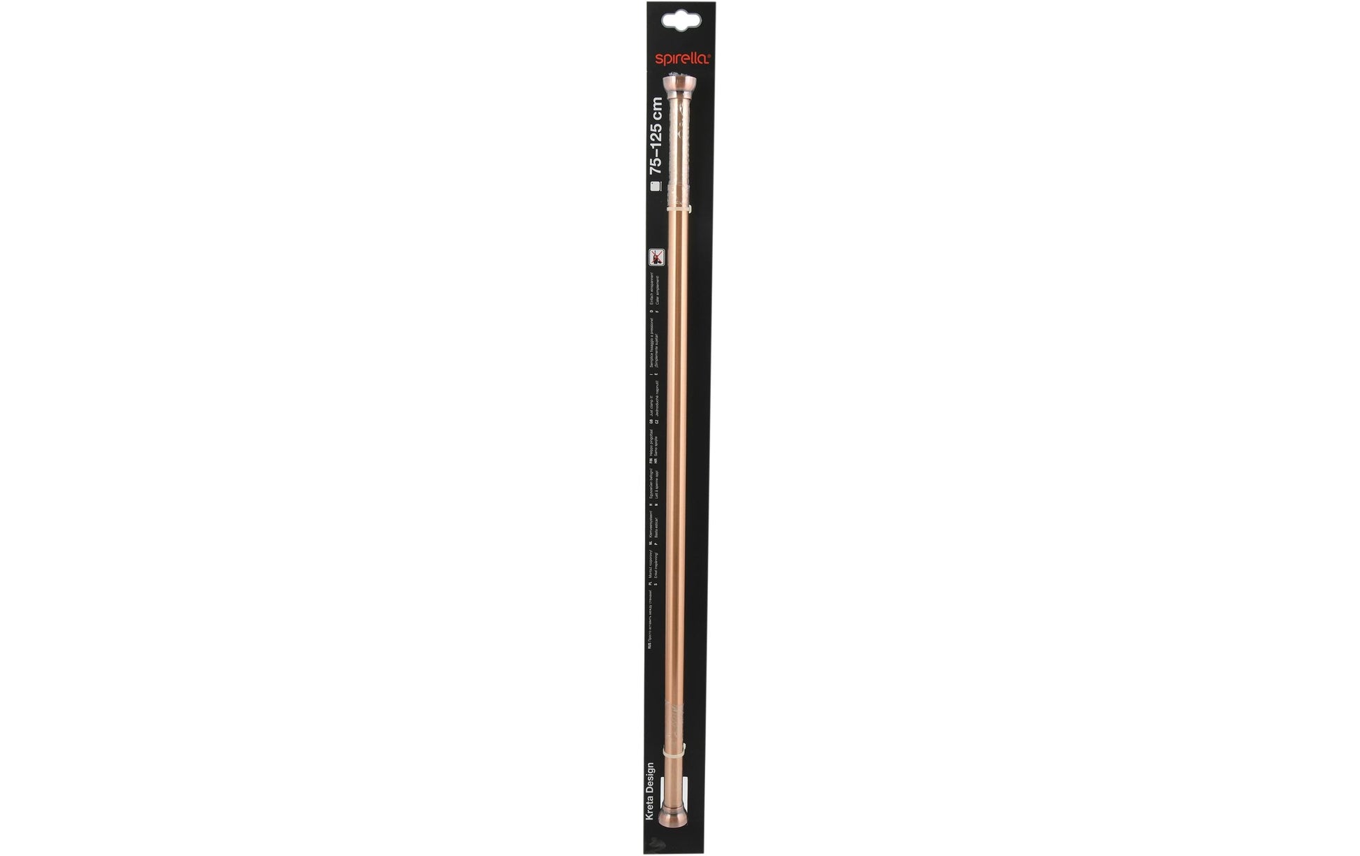 Spirella Duschvorhangstange Kreta – 75–125 cm, Aluminium, Wandmontiert, Ohne Bohren, Kupfer
