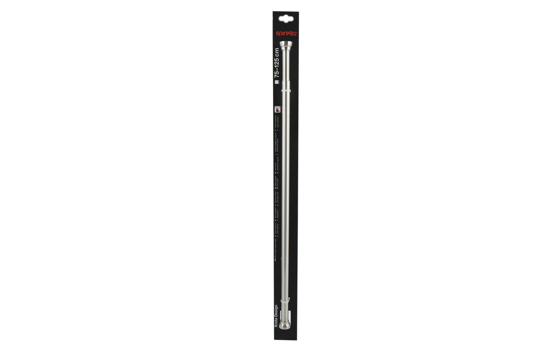Spirella Duschvorhangstange Kreta – 75–125 cm, Ø2,1 cm, Aluminium gebürstet, Wandmontiert, Silber