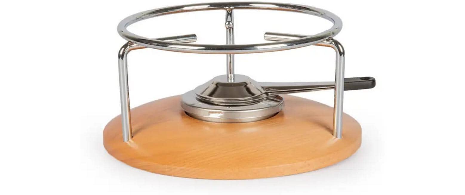 Stöckli Käsefondue-Set Sätnis 22 cm, 8-teilig, für 6 Personen – mit Pastenbrenner, Metall, für Induktion, braun