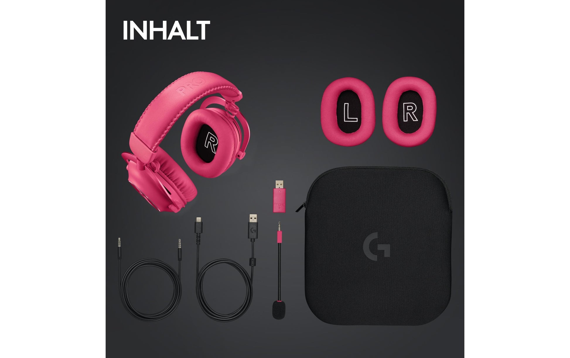 Logitech G PRO X 2 LIGHTSPEED Gaming-Headset – Over-Ear, Stereo, Kabel + BT, mit USB-A-Dongle, Magenta