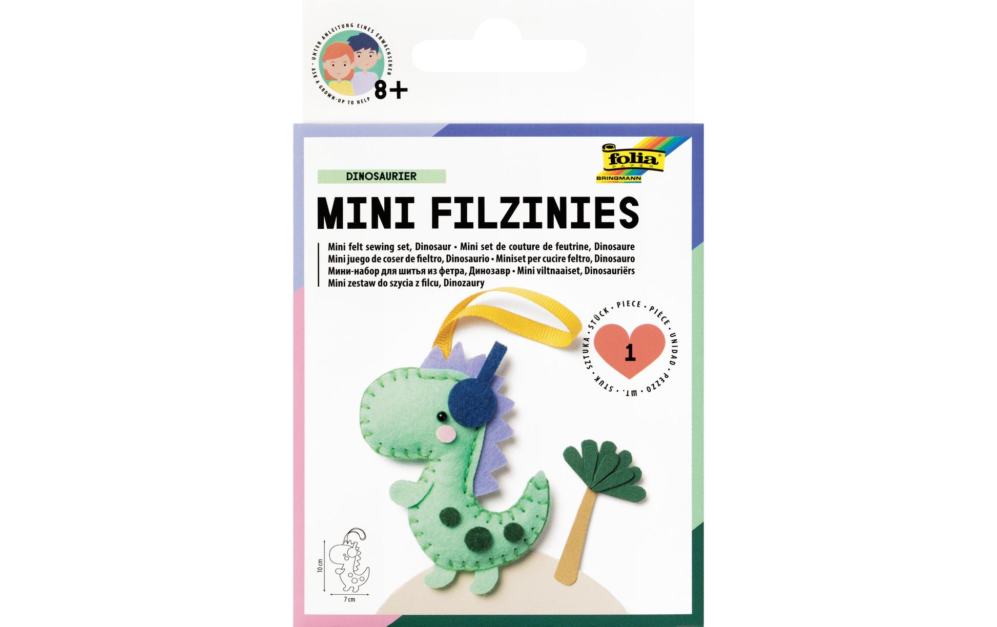 Folia Bastelset Sticken Dinosaurier – ab 8 Jahren – 142 × 92 × 19 mm