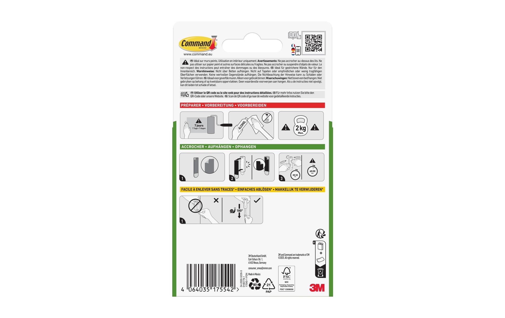 3M Haken – Kunststoff – Weiss – 2 kg – für diverse Oberflächen